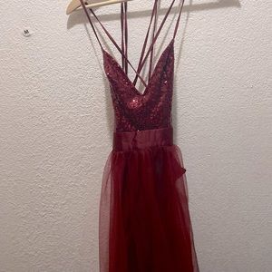 Long Back Laced Glitter Dress